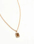 ASOS DESIGN necklace with square semi-precious tigers eye stone pendant in gold tone