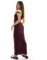 ASOS DESIGN twist shoulder maxi dress in burgundy