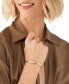 ფოტო #2 პროდუქტის Sadie Linear Texture Gold-tone Stainless Steel Bangle Bracelet
