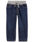 Фото #5 товара Toddler Drawstring Pull-On Jeans - Dark Blue 4T