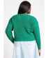 ფოტო #1 პროდუქტის Plus Size Crochet Open Stitch Boxy Cropped Sweater