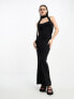 Фото #1 товара Bershka strappy slinky maxi dress in black