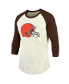 Men's Threads Deshaun Watson Cream, Brown Cleveland Browns Name & Number Raglan 3/4 Sleeve T-shirt