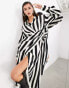 Фото #2 товара ASOS EDITION satin long sleeve shirt dress in monochrome stripe