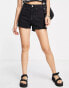 Weekday rowe denim shorts in echo black