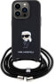 Karl Lagerfeld Karl Lagerfeld KLHCP15LSASKNPSK iPhone 15 Pro 6.1" hardcase czarny/black Crossbody Saffiano Monogram Metal Pin Karl & Choupette