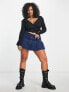 Фото #4 товара Calvin Klein Jeans Plus rib long sleeve wrap top in black