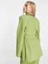 Фото #2 товара COLLUSION slim blazer with wrap detail in lime green co-ord