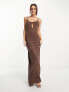 Фото #4 товара NA-KD x Annijor maxi dress with cut out detail in brown