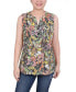 Фото #1 товара Petite Sleeveless Printed Pintucked Blouse