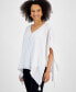 ფოტო #3 პროდუქტის Women's Embellished-Neck Gauze Poincho, Created for Macy's