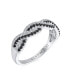 ფოტო #3 პროდუქტის Two Tone Intertwined Twist Knot 1/2 Eternity Black & White Pave Cubic Zirconia CZ Infinity Band Ring For Women Girlfriend .925 Sterling Silver