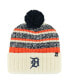 Фото #1 товара Men's Natural Detroit Tigers Tavern Cuffed Knit Hat with Pom