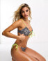 Brave Soul underwired bikini top with cinch detail in purple leopard print