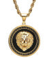 ფოტო #4 პროდუქტის Men's Two-Tone Stainless Steel Simulated Diamond Lion Head On Greek Key Mount 24" Pendant Necklace