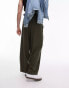 Topman wide leg pin stripe trouser in Khaki