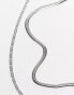 ASOS DESIGN 2 pack necklace chain set in silver tone