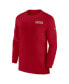 Men's Scarlet San Francisco 49ers Sideline Coach UV Performance Long Sleeve T-Shirt