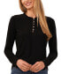 Women's Ruffle-Trim Long Sleeve Knit Top with Rhinestone Buttons