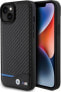 Фото #1 товара BMW BMW Leather Carbon Blue Line - Etui iPhone 15 Plus (czarny)