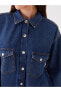 LCW Jeans Kadın Gömlek Yaka Düz Jean Ceket