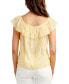 Фото #2 товара Juniors' Embroidered Ruffle-Neck Tie-Hem Peasant Top