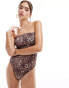 Фото #1 товара ASOS DESIGN Mindy bandeau swimsuit in leopard