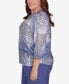 Фото #4 товара Plus Size Worth Avenue Women's Medallion Patchwork Beaded Crew Neck Top