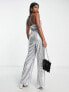 Фото #3 товара Extro & Vert cami wide leg jumpsuit in silver sequin