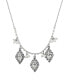 Фото #1 товара 2028 silver-Tone Diamond Crystal Imitation Pearl Cluster Drop 16" Adjustable Necklace