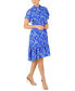 Women's Floral-Print Mock-Neck Ruffle Dress