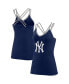 Фото #2 товара Women's Navy New York Yankees Barrel It Up Cross Back V-Neck Tank Top