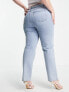 In The Style Plus x Perrie Sian straight leg jean in mid blue wash