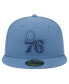 Men's Blue Distressed Philadelphia 76ers Color Pack Faded Tonal 59FIFTY Fitted Hat