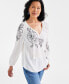 Women's Embroidered Popover Peasant Top, Created for Macy's