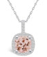 Morganite (2 Ct. T.W.) and Diamond (1/4 Ct. T.W.) Halo Pendant Necklace in 14K White Gold