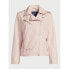 Scoop Faux Leather Asymmetrical Zip Moto Jacket Women's Pink Small 4-6