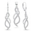 Shiny silver jewelry set with zircons SET222W (earrings, pendant)