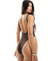 Candypants ribbed underwire swimsuit in dark brown