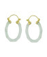 ფოტო #2 პროდუქტის Light Green Jade Genuine Gemstone Green Round Bamboo Jade Hoop Earrings For Women 14K Gold Plated .925 Sterling Silver 1.2 Inch Diameter