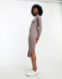 Фото #1 товара New Look ribbed knitted dress with side split in mink