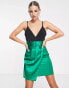 Фото #2 товара Collective the Label exclusive plunge ruched waist mini dress in emerald