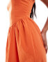 Фото #3 товара ASOS DESIGN 90s square neck bengaline midi dress with full skirt in orange