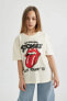 Kız Çocuk Rolling Stones Oversize Fit Kısa Kollu Tişört C1720A824SM