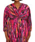 ფოტო #4 პროდუქტის Plus Size Printed Twist-Front Midi Dress