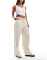 Фото #2 товара Miss Selfridge linen blend pull on wide leg trouser in natural slub