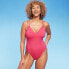 Women's Tunneled Plunge One Piece Swimsuit - Shade & Shore Pink S