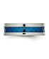 Фото #5 товара Stainless Steel Polished Blue IP-plated Checkered 7mm Band Ring