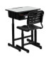 Adjustable Height Student Desk And Chair With Pedestal Frame