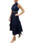 Women's Eyelet High-Neck Sleeveless Tiered Dress